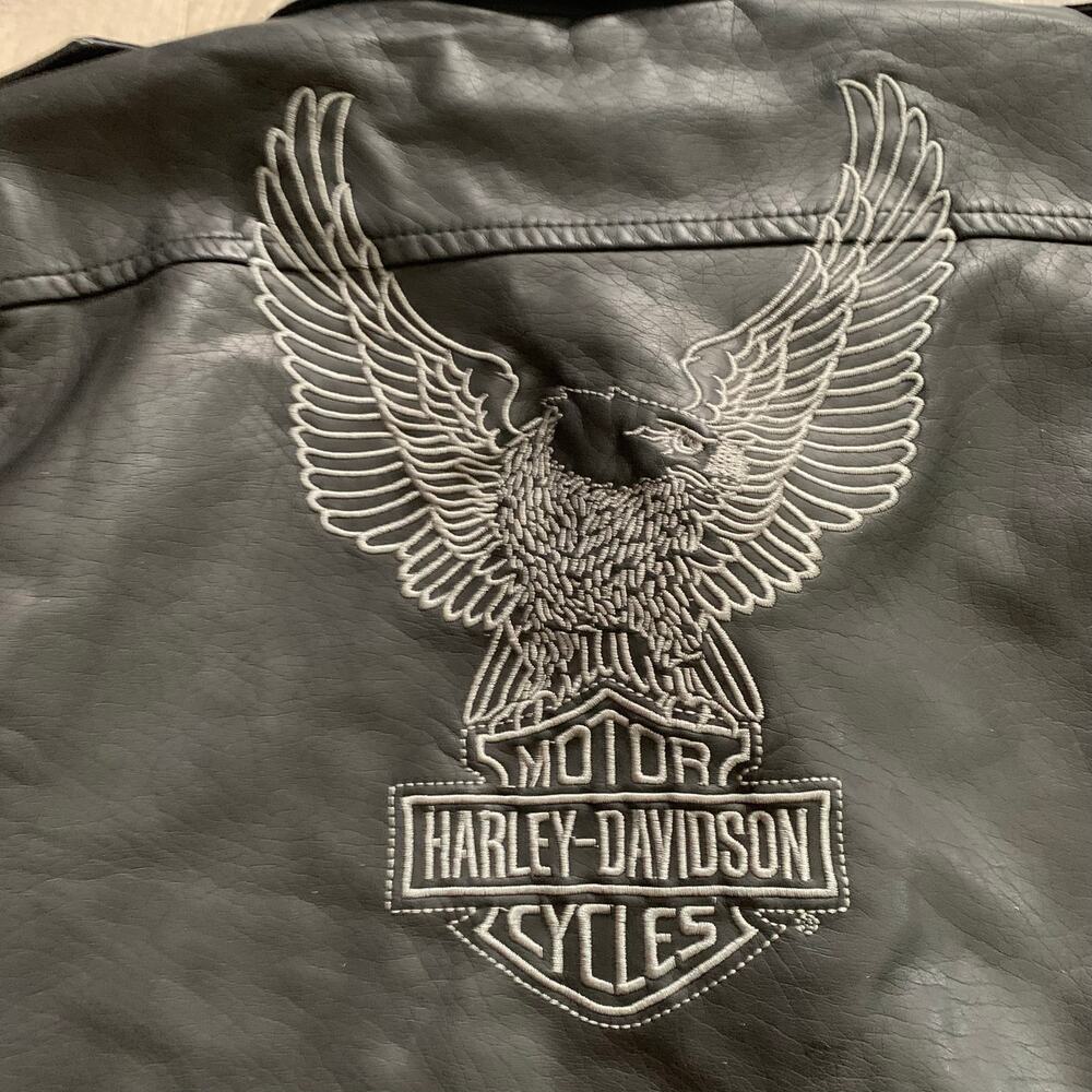 Harley-Davidson Motorcycles Embroidered Black Full Zip Biker Jacket 4T - Picture 3 of 6
